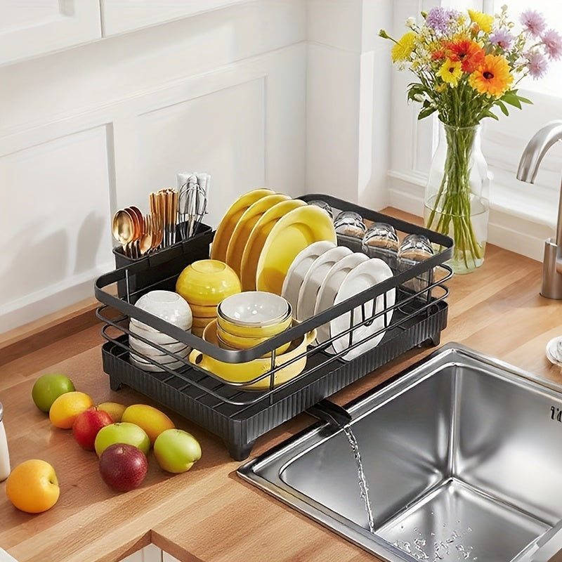 Collapsible Dish Drying Rack Sink Organizer Rack for Kitchen Dish Drying Rack Dish Drainers for Kitchen Counter Black/White Two Colors to Choose from, Suitable for 1-3 People Family for Kitchen Dish Storage and Other Kitchen Gadgets Storage
