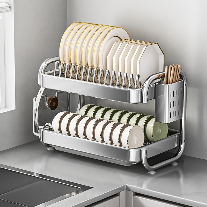 Stainless Steel Kitchen Organizer, Plates & Utensils With Its Space-Saving, Rust-Resistant Design, Perfect For Modern Kitchen Countertops And Daily Home Use