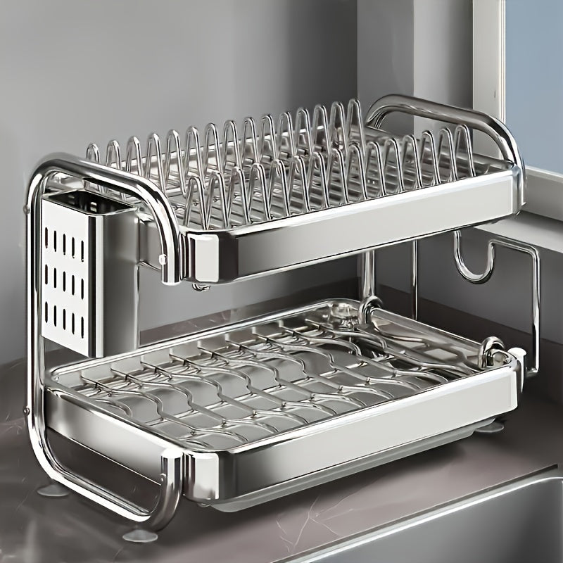 Stainless Steel Kitchen Organizer, Plates & Utensils With Its Space-Saving, Rust-Resistant Design, Perfect For Modern Kitchen Countertops And Daily Home Use
