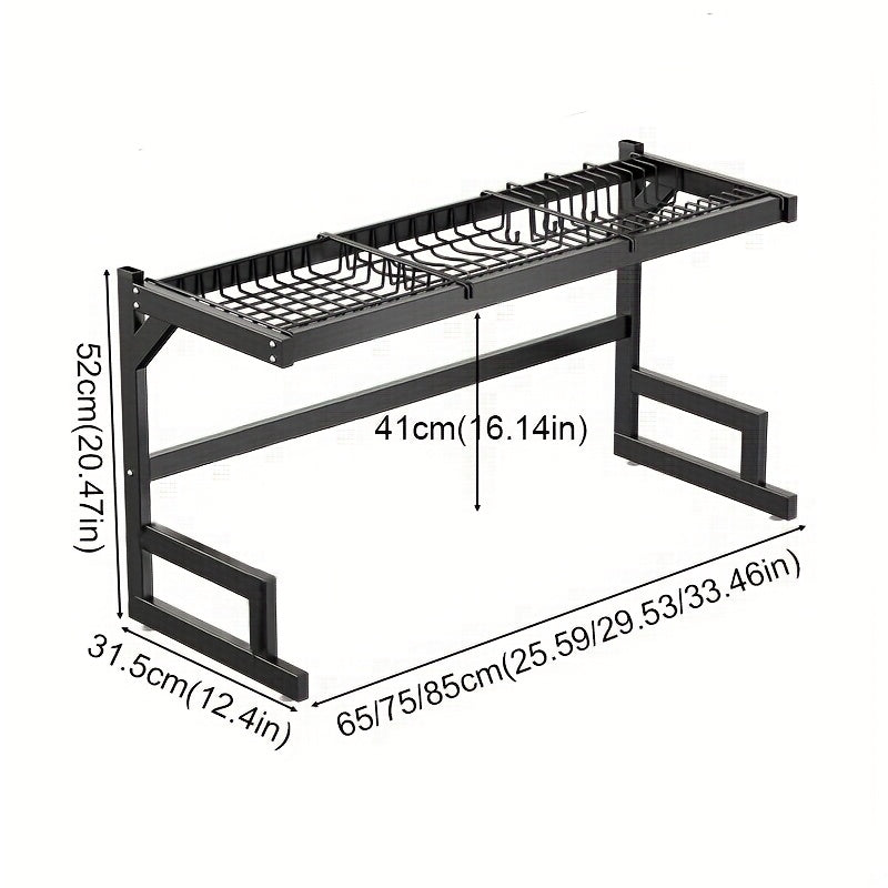 1-Layer/2-Layer Adjustable Countertop Dish Drying Rack - Removable Multi-Functional Kitchen Organizer with Chopstick Holder, Sponge & Cutting Board Storage, Space-Saving Plastic/Metal Design for Sink Area, Dish Drying Rack for Kitchen Counter, Utensil