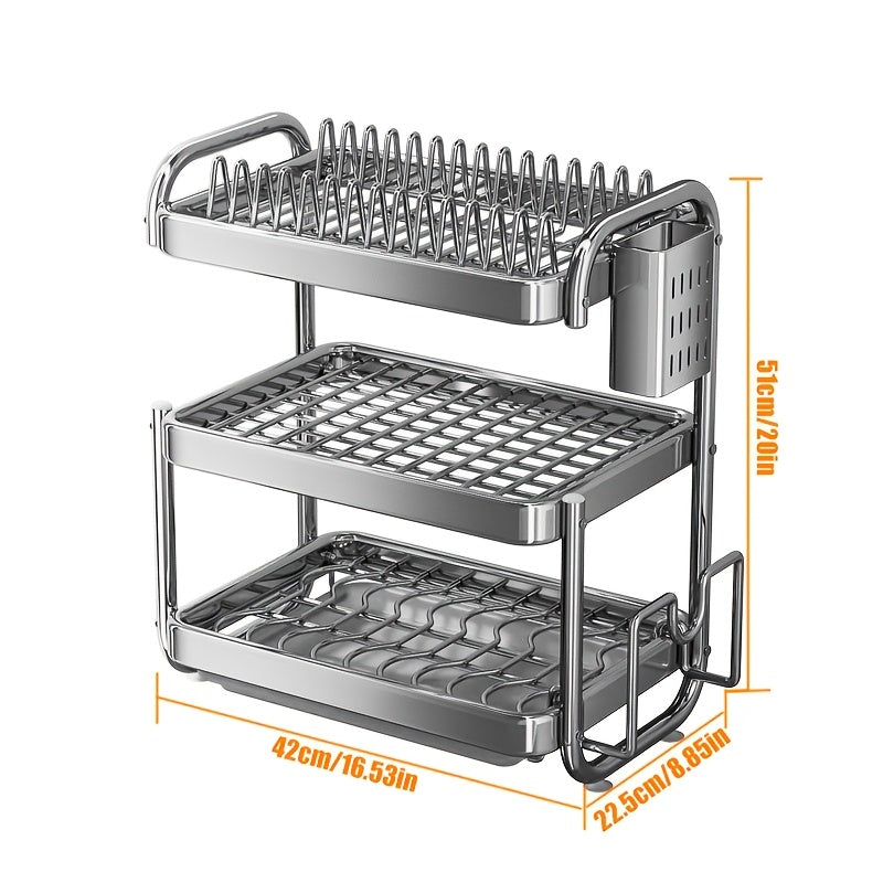 Stainless Steel Kitchen Organizer, Plates & Utensils With Its Space-Saving, Rust-Resistant Design, Perfect For Modern Kitchen Countertops And Daily Home Use
