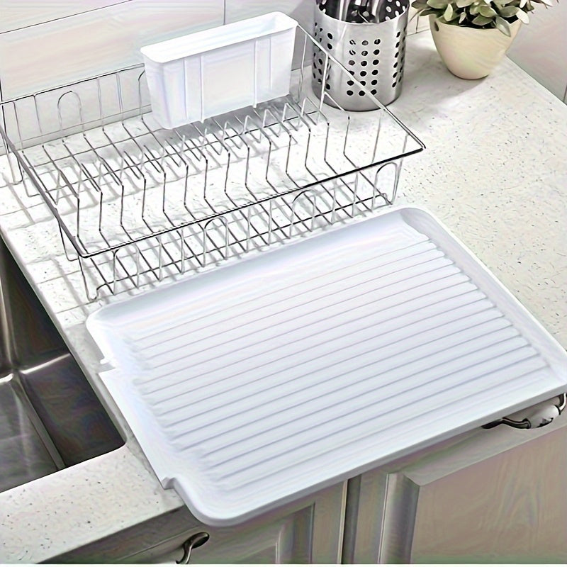 Compact Stainless Steel Dish Rack with Drainboard & Utensil Holder - Perfect for Kitchens & RVs