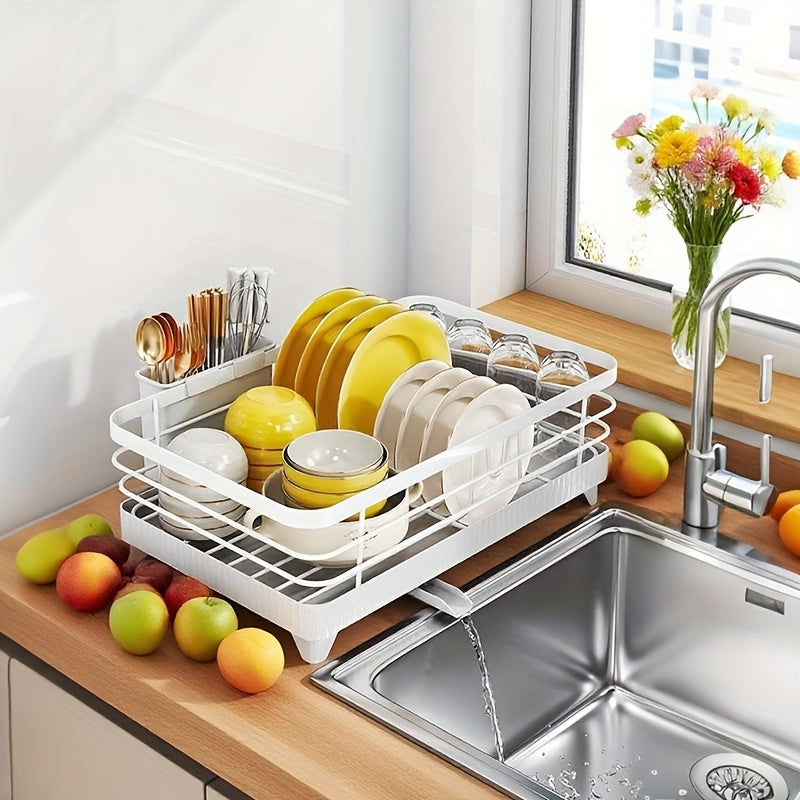 Collapsible Dish Drying Rack Sink Organizer Rack for Kitchen Dish Drying Rack Dish Drainers for Kitchen Counter Black/White Two Colors to Choose from, Suitable for 1-3 People Family for Kitchen Dish Storage and Other Kitchen Gadgets Storage