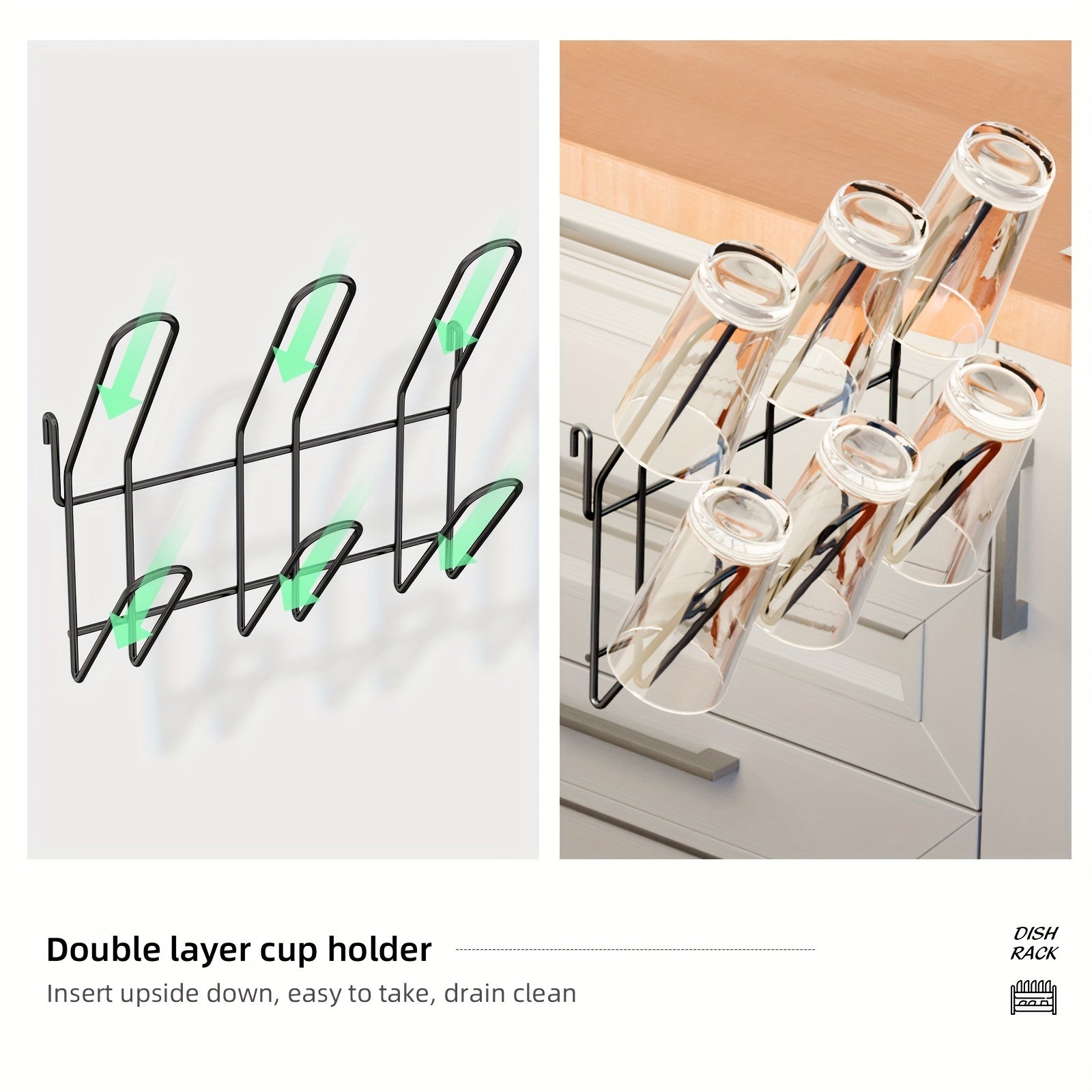 [Innovative, Kitchen Shelf] Innovative, Multifunctional Large-Capacity Shelf for The Kitchen | Two-Layer Drying Storage Rack, Minimalist Decor, Detachable And Easy to Clean, in Black