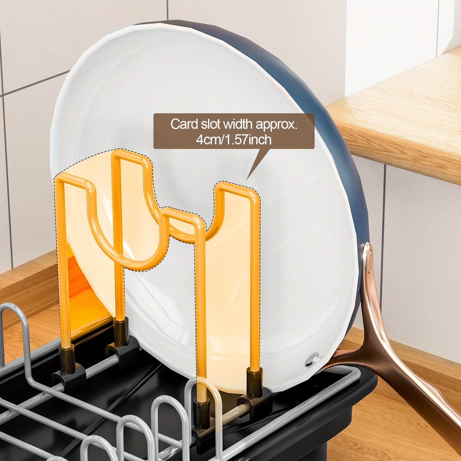 [SANDREAM Dish Drainer] 1pc SANDREAM Dish Drainer with Drain Tray & Drip Line - Durable Plastic & Metal Construction - Under Sink Organizer for Kitchen Utensils, Pots, Pans, Cutting Boards, Cups - Space-Saving Countertop Storage Rack, Dish Drying Rack,