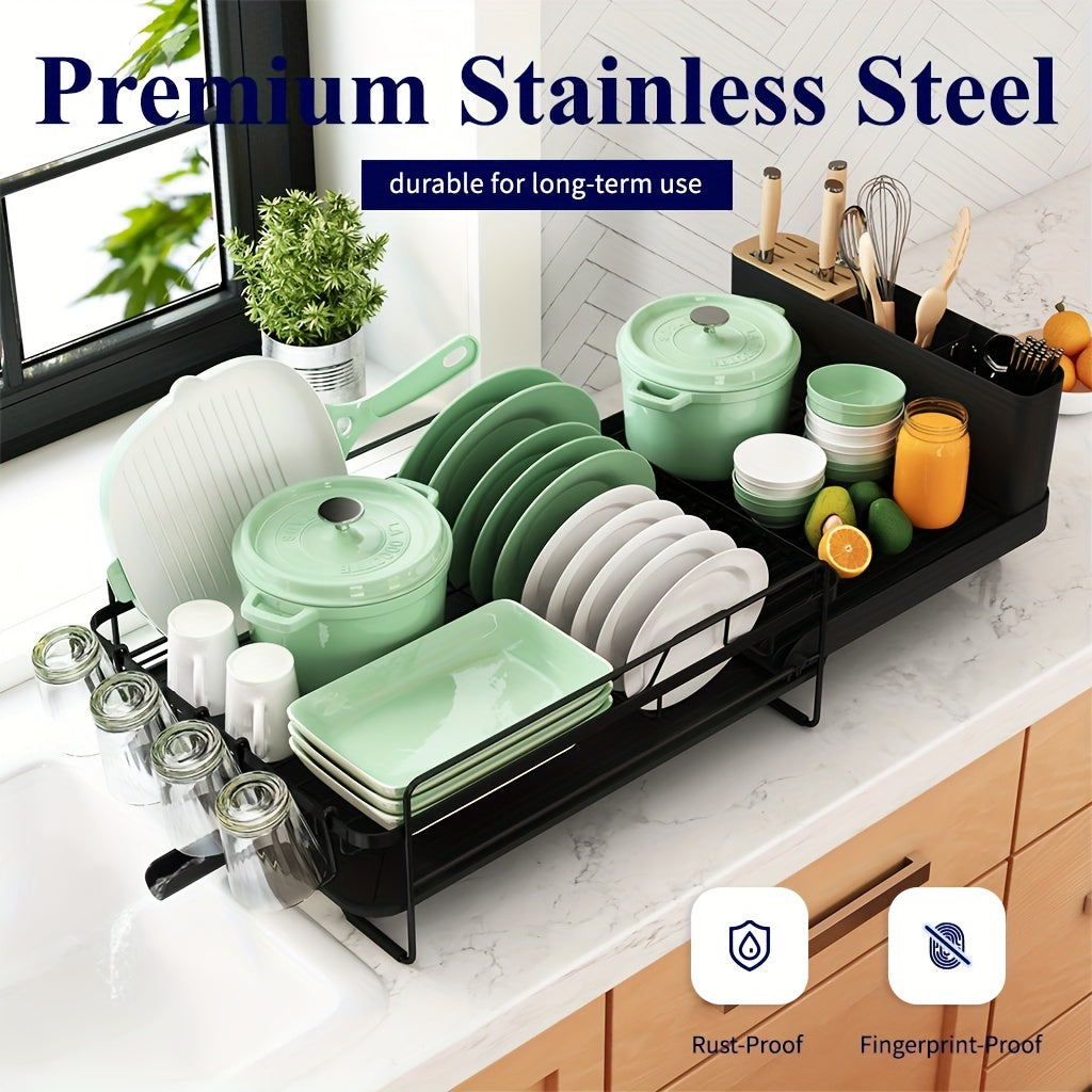 Anti-Rust Large Dish Drying Rack, Multifunctional Dish Rack And Drainboard Set, Extendable Dish Drying Rack, Versatile Drying Dish Rack Solution Baskets, Bins & Containers
