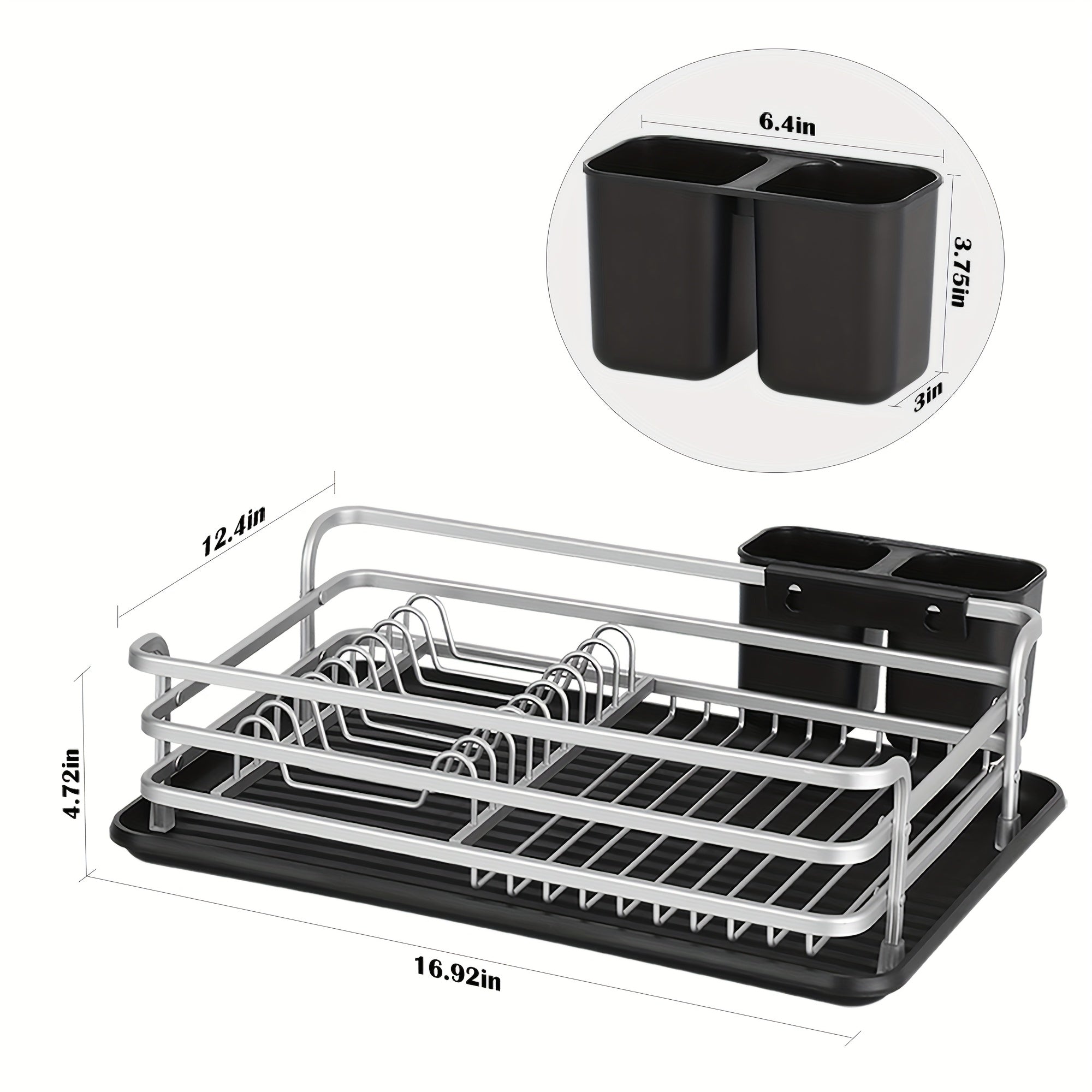 Dish Drying Rack, A Dish Rack Suitable for The Kitchen Countertop, Stainless Steel Kitchen Drying Rack with A Utensil Holder, Large Capacity Dish Draining Rack, Kitchen Storage Item with Knife Holder, 12.4 Ins W X 16.92 Ins L, Silvery Color Model
