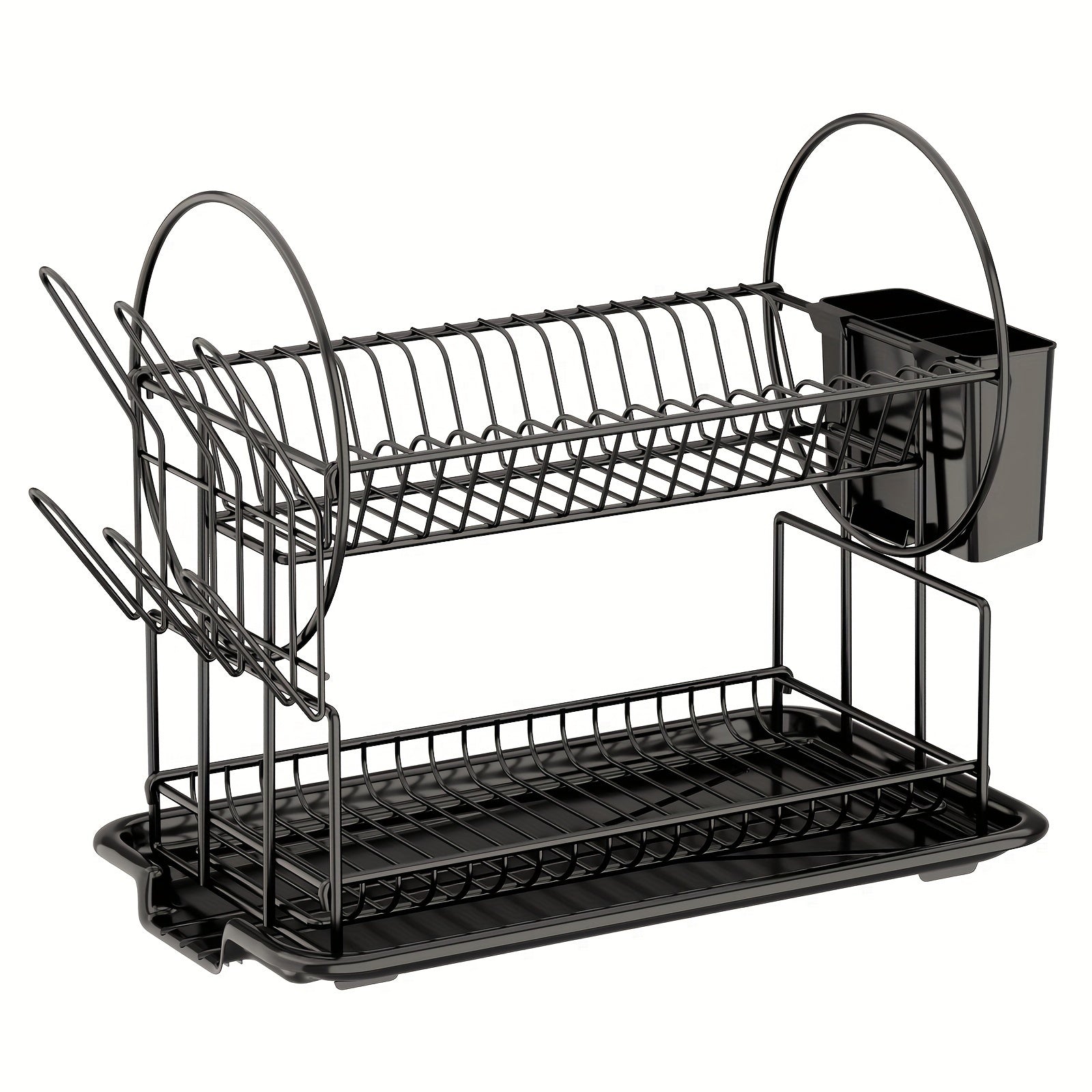 [Innovative, Kitchen Shelf] Innovative, Multifunctional Large-Capacity Shelf for The Kitchen | Two-Layer Drying Storage Rack, Minimalist Decor, Detachable And Easy to Clean, in Black