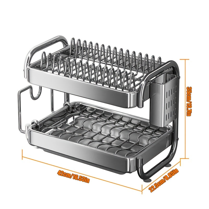 Stainless Steel Kitchen Organizer, Plates & Utensils With Its Space-Saving, Rust-Resistant Design, Perfect For Modern Kitchen Countertops And Daily Home Use
