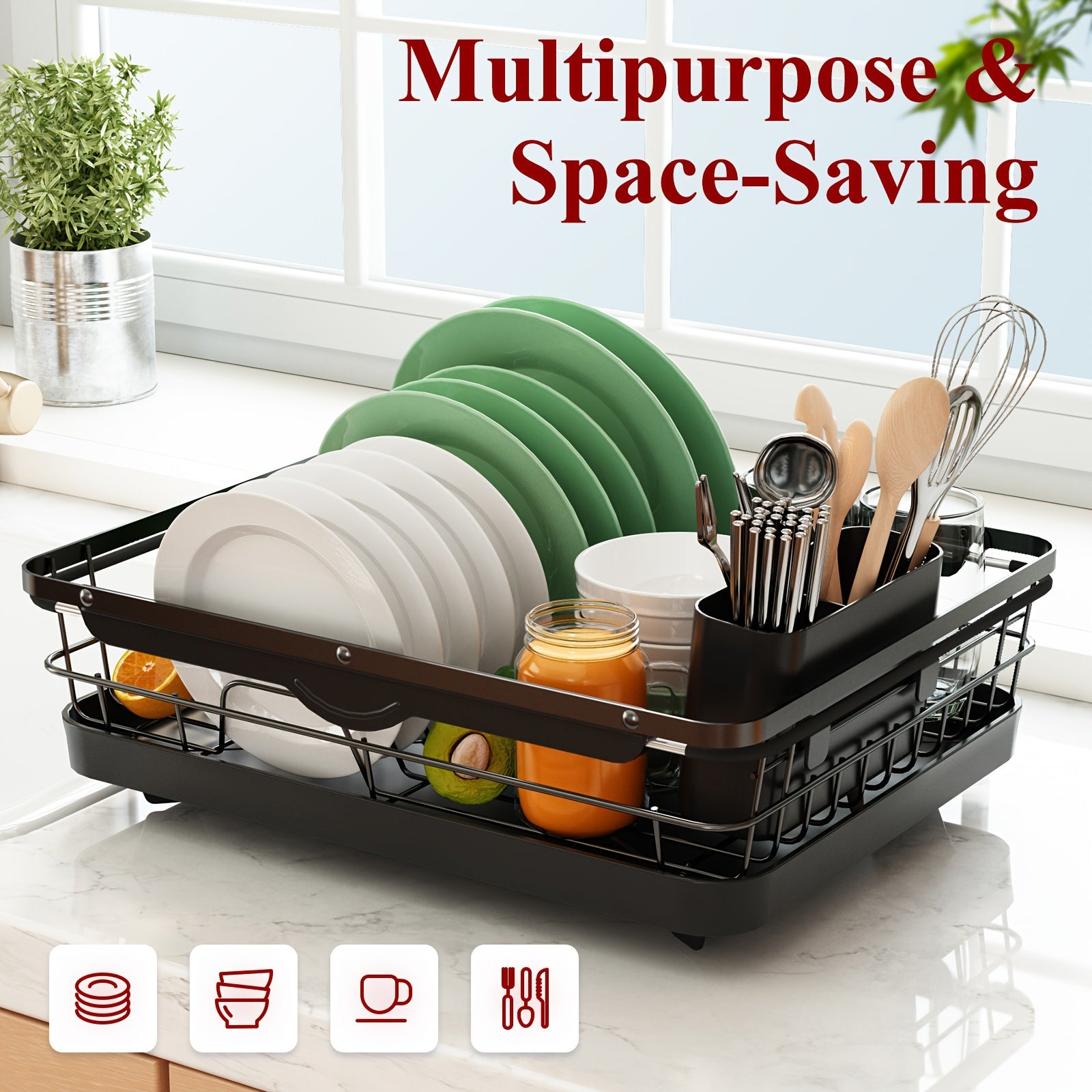 Large Extendable Dish Drying Rack - Anti-Rust Multifunctional Dish Rack And Drainboard Set, Durable Efficient Drying For Kitchen