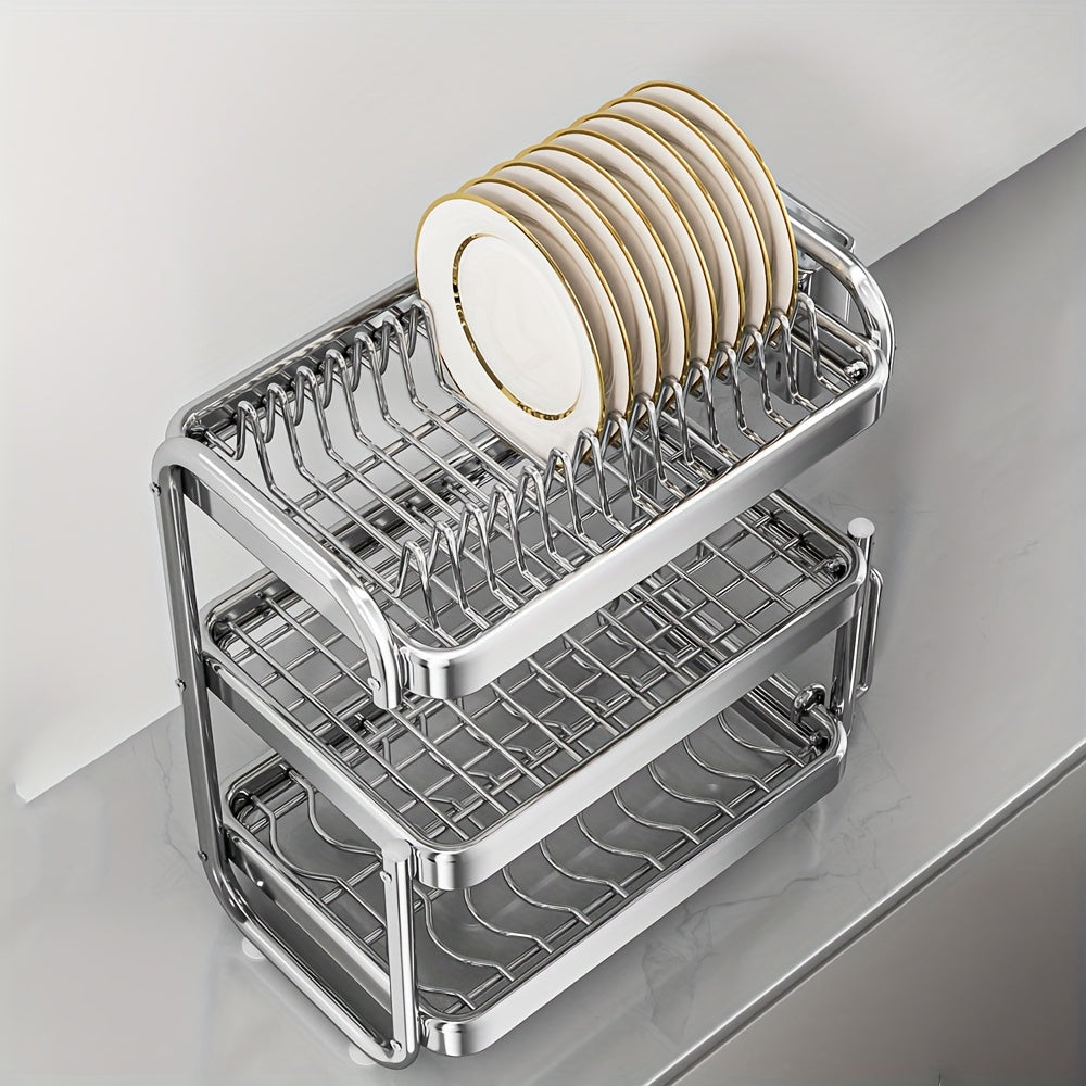 Stainless Steel Kitchen Organizer, Plates & Utensils With Its Space-Saving, Rust-Resistant Design, Perfect For Modern Kitchen Countertops And Daily Home Use