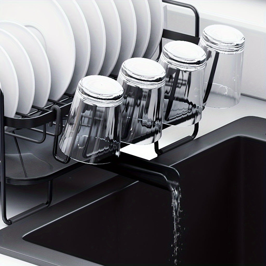 Large Anti-Rust Extendable Dish Drying Rack With Cutlery Holders, Multifunctional Dish Rack And Drainboard Set, Versatile For All Kitchenware