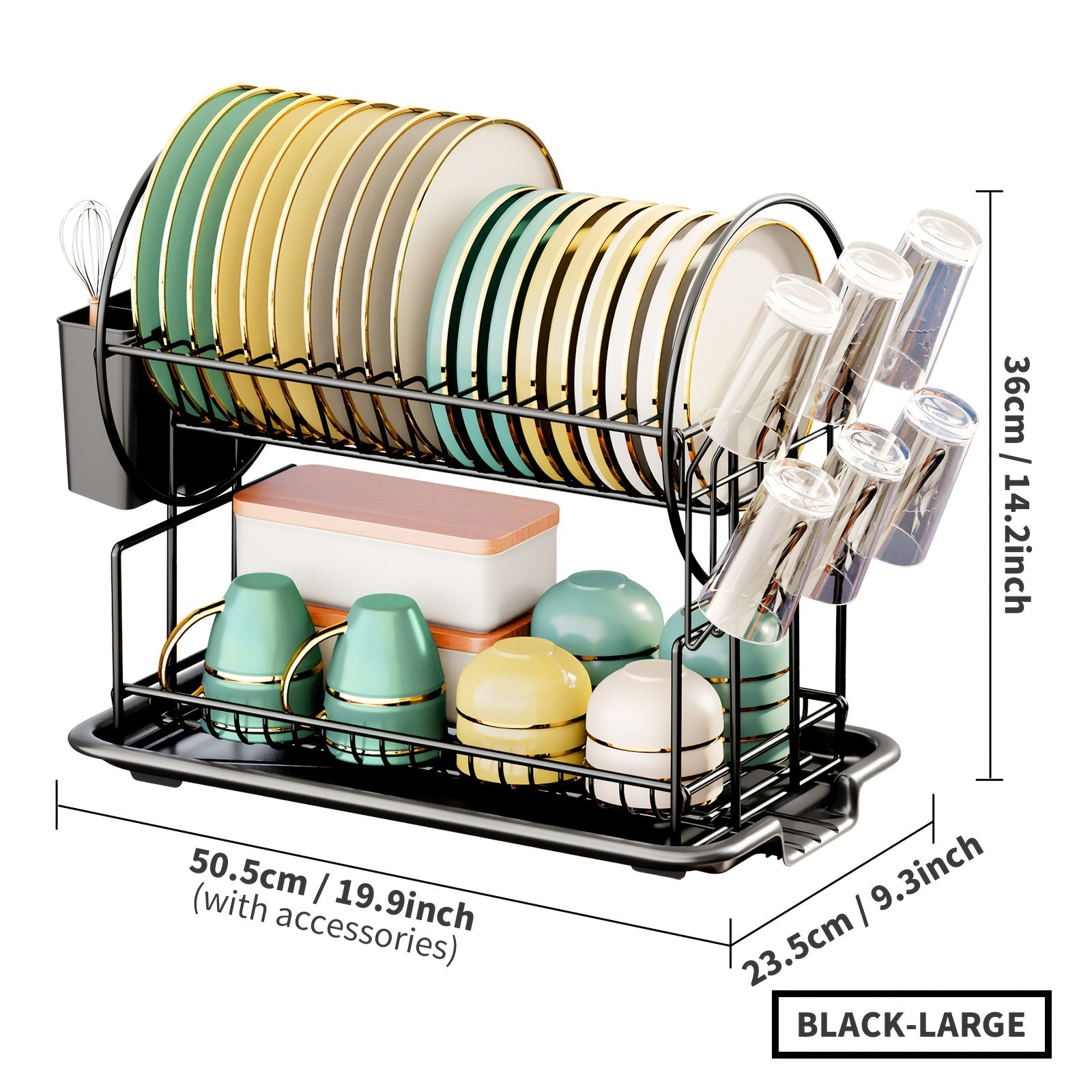 [Innovative, Kitchen Shelf] Innovative, Multifunctional Large-Capacity Shelf for The Kitchen | Two-Layer Drying Storage Rack, Minimalist Decor, Detachable And Easy to Clean, in Black