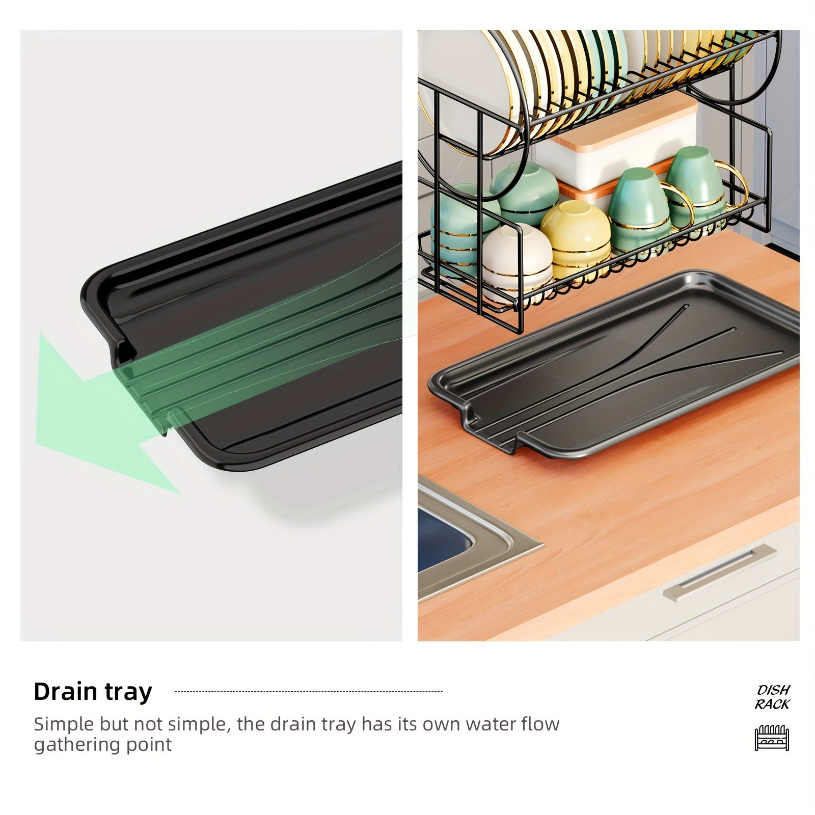 [Innovative, Kitchen Shelf] Innovative, Multifunctional Large-Capacity Shelf for The Kitchen | Two-Layer Drying Storage Rack, Minimalist Decor, Detachable And Easy to Clean, in Black